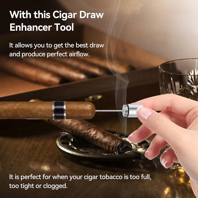 CaLeQi Cigar Draw Enhancer Tool and Cigar Fixing Needle 2 in 1 Cigar Draw Enhancer for all Cigars is a Practical and Essential Cigar Accessories for Cigar Lovers - Image 4
